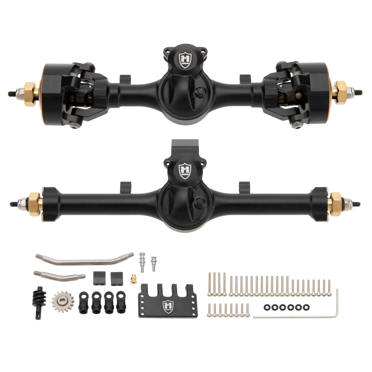 MEUS RACING front 5mm ISO V2 SCX24 axles improve steering stability on rugged terrain.