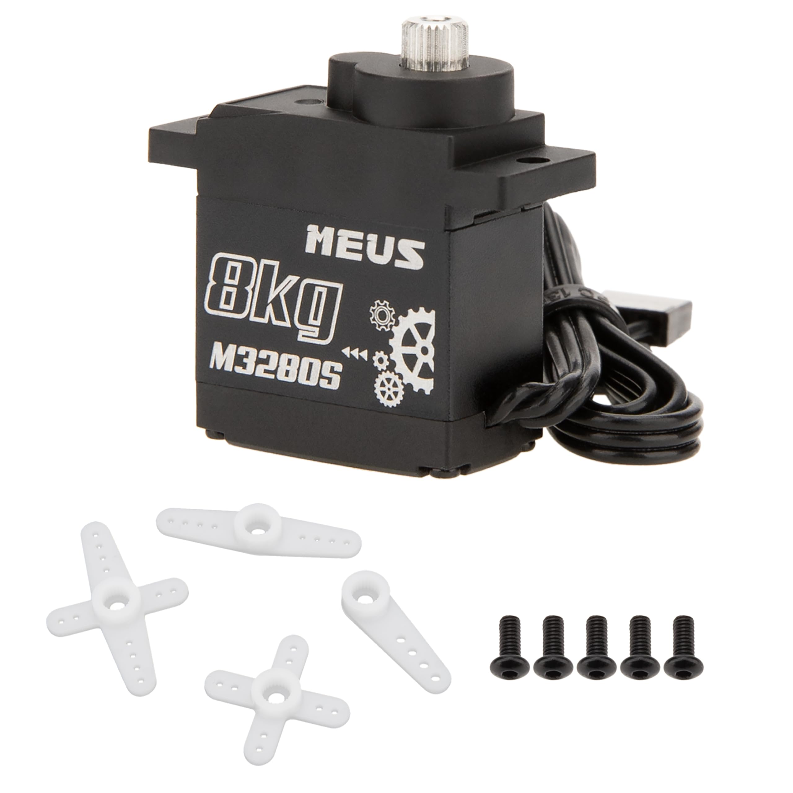 MEUS RACING 8KG servo metal gears close-up showing durability