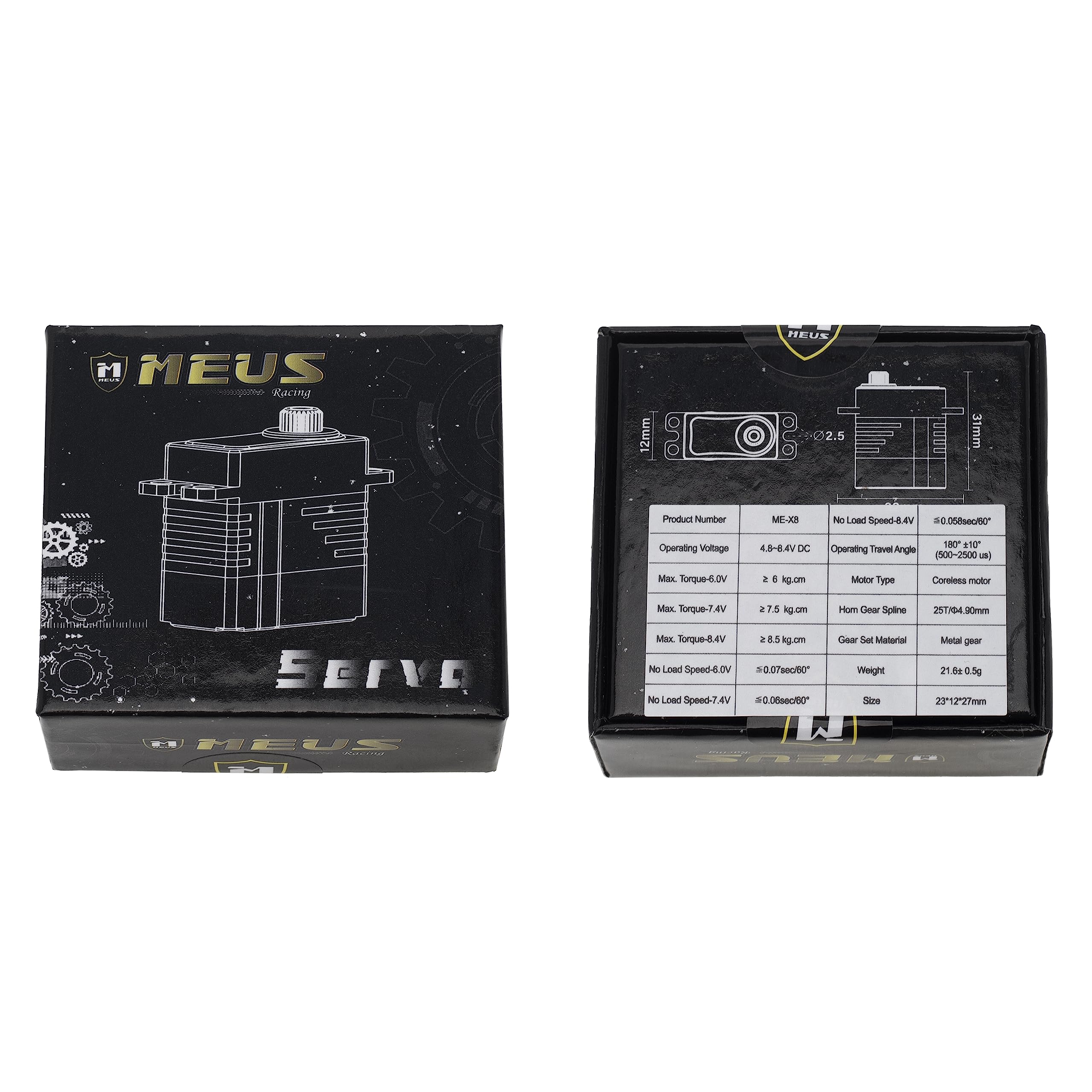 MEUS RACING coreless servo 8.5kg install-ready for SCX24 TRX4M and more.