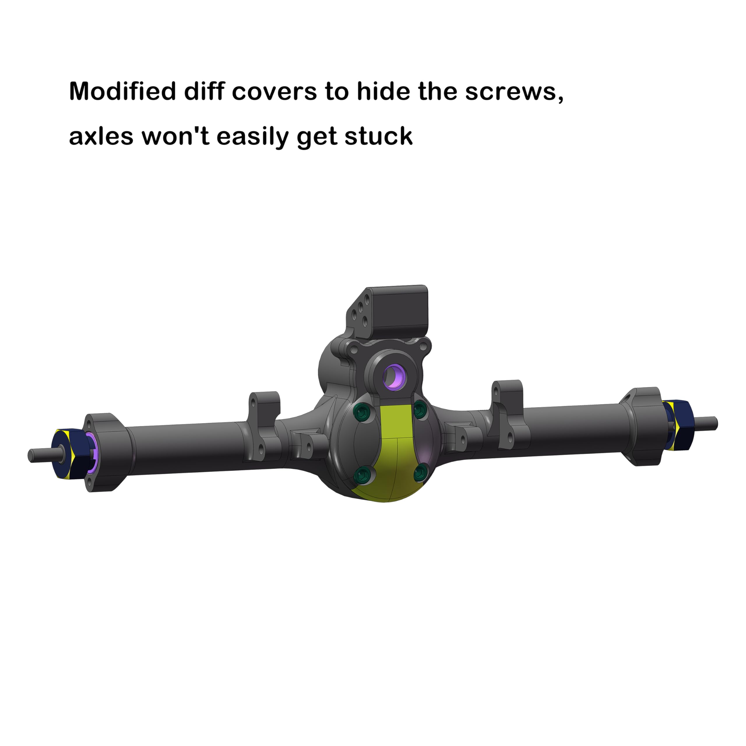 MEUS RACING aluminum axle housing shields components during all-terrain crawls.
