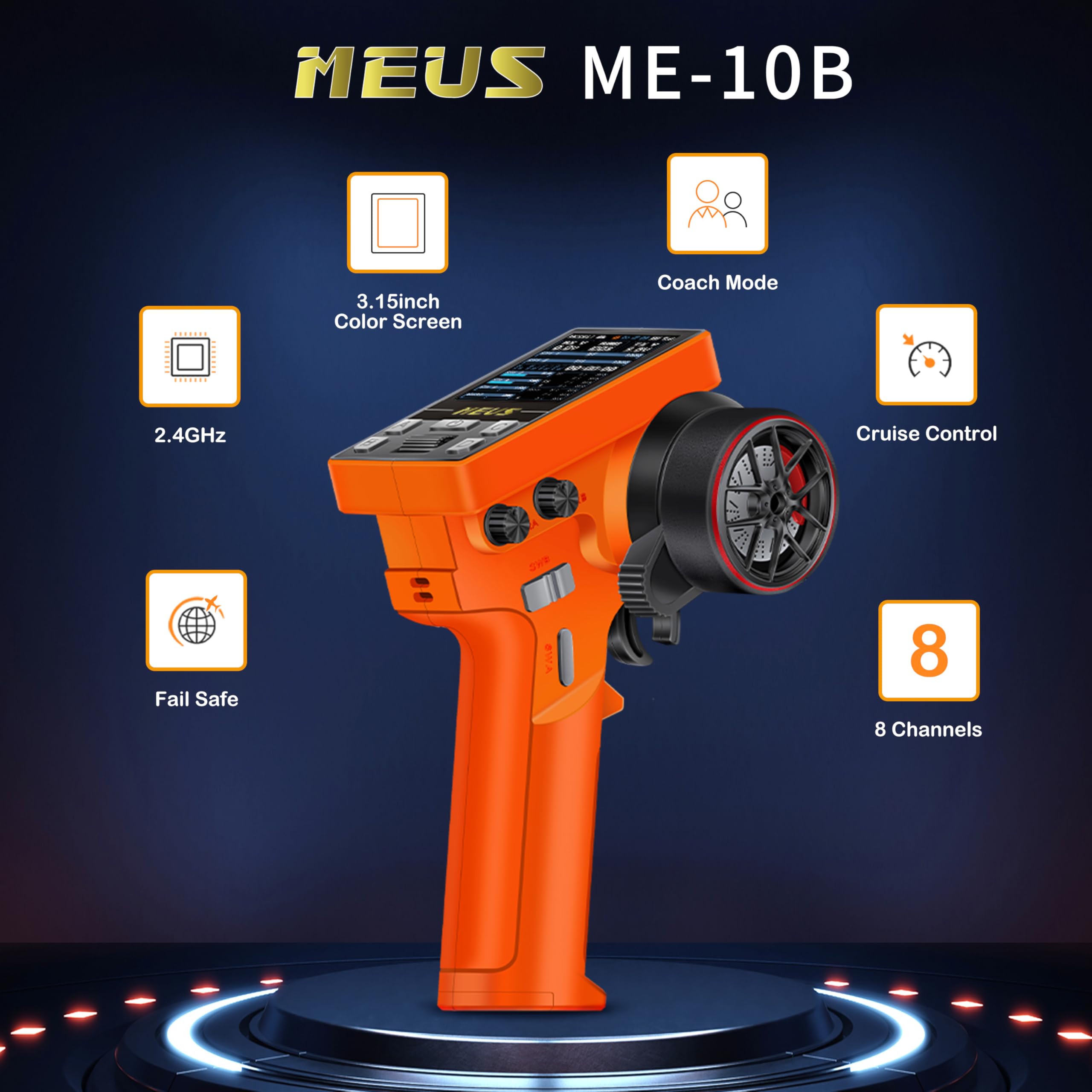 MEUS RACING ME-10B ergonomic side view for comfortable grip during long sessions.