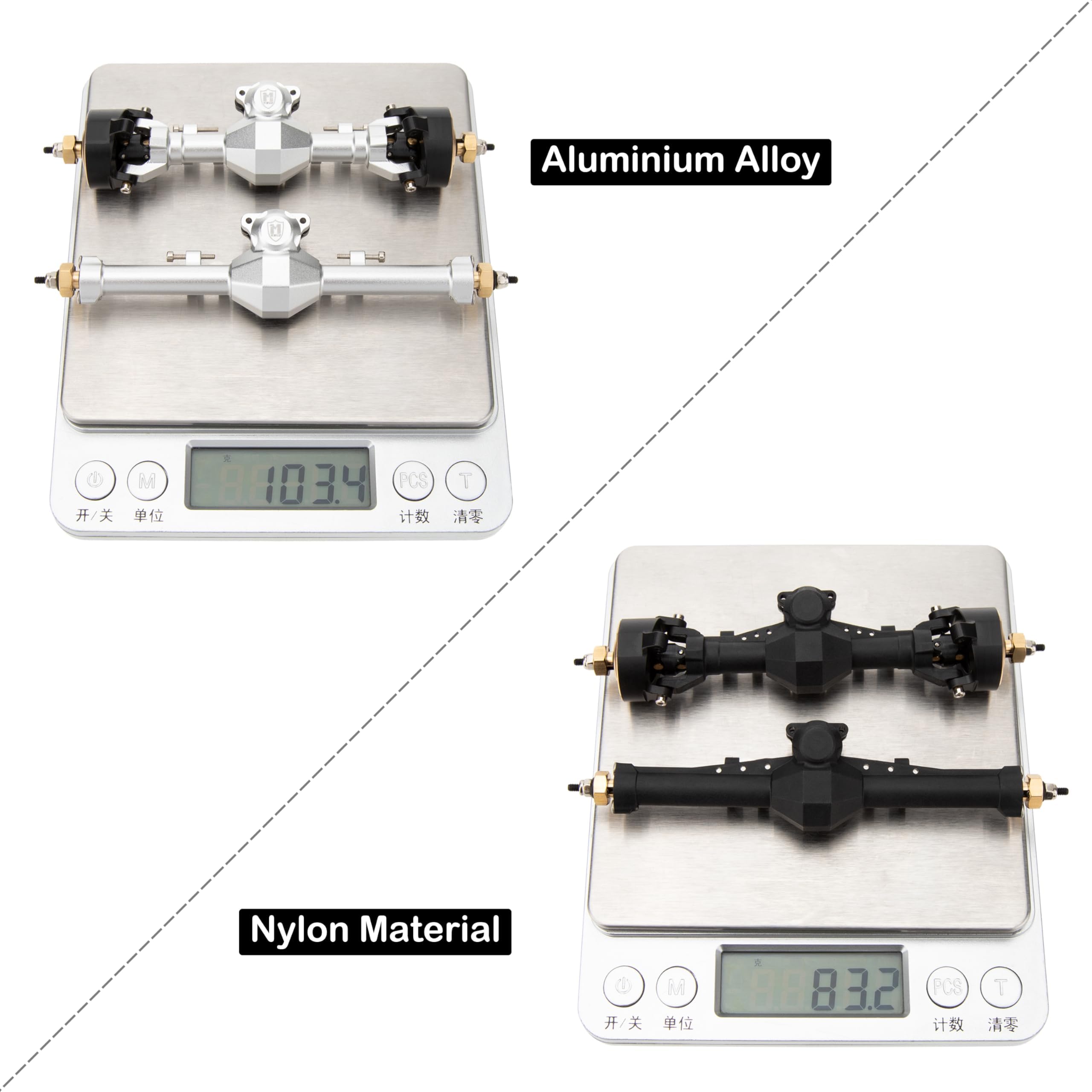 MEUS RACING complete CVD kit designed for rugged RC crawling.
