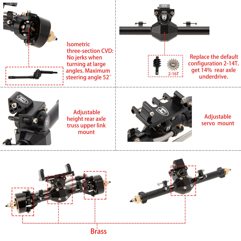 MEUS RACING SCX24 adjustable servo mount for high-torque setups