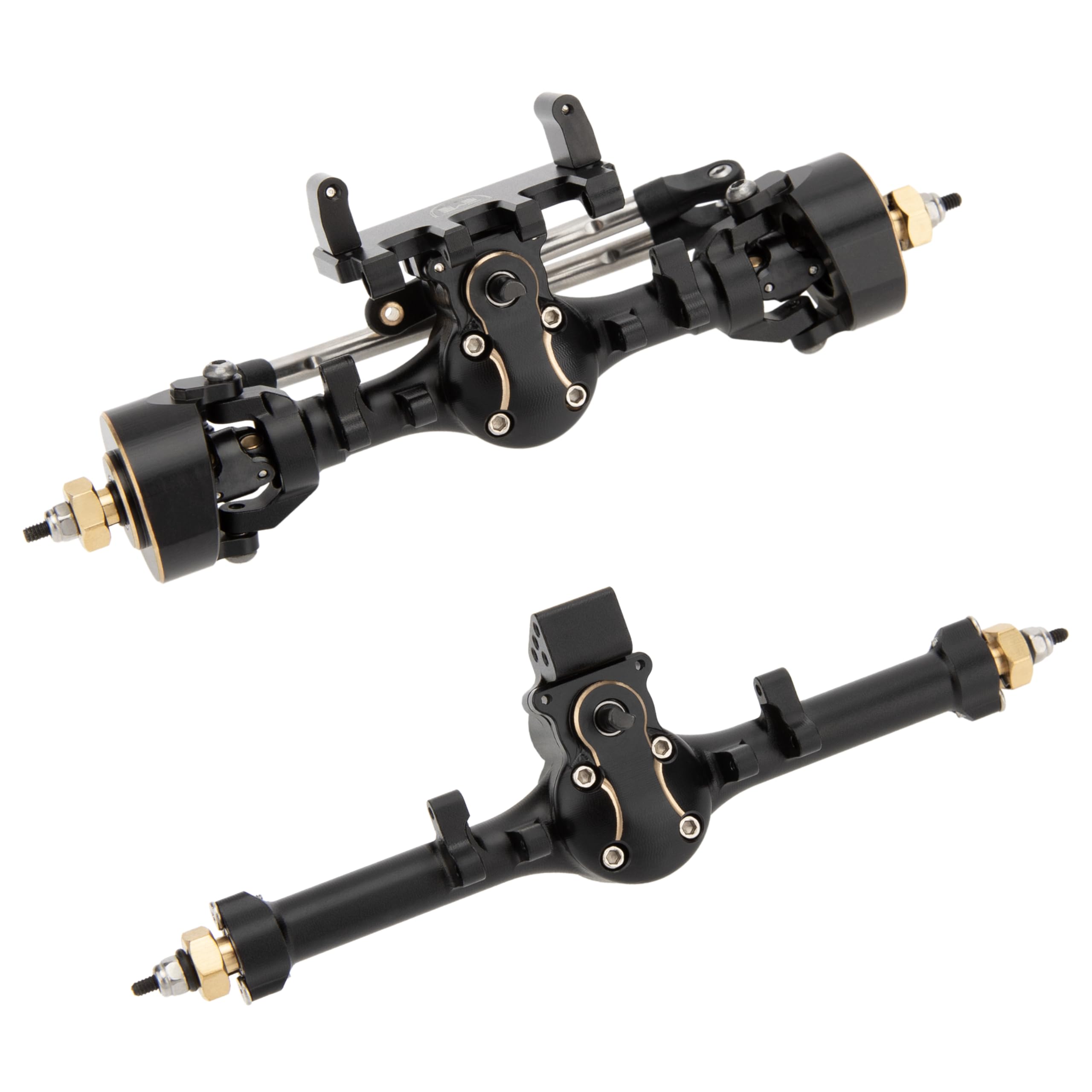 MEUS RACING SCX24 axles installed for compact, sturdy integration on chassis.