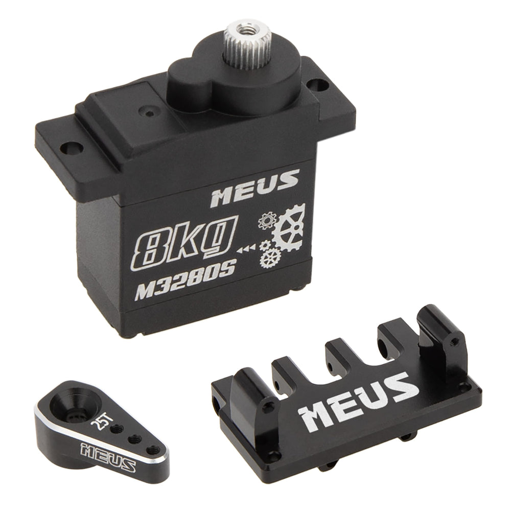 MEUS Racing SCX24 steering servo mount improves stability for precision steering.