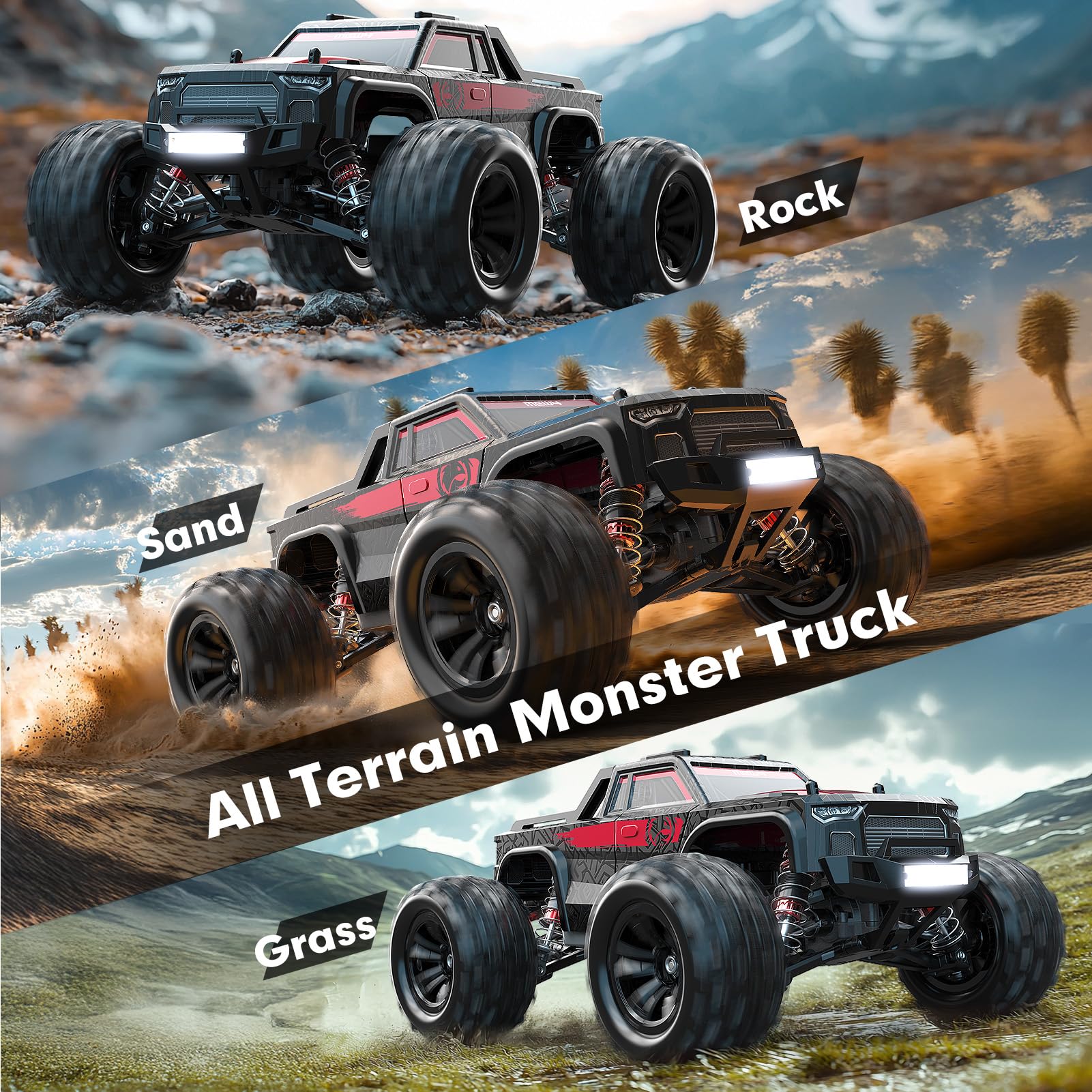 MEW4 brushless RC car rear action captures dynamic tires and suspension