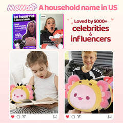 Mewaii axolotl bee plush in bedtime setup offers nighttime security.