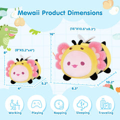 Mewaii axolotl bee plush close-up face showcases cute, lifelike expressions.