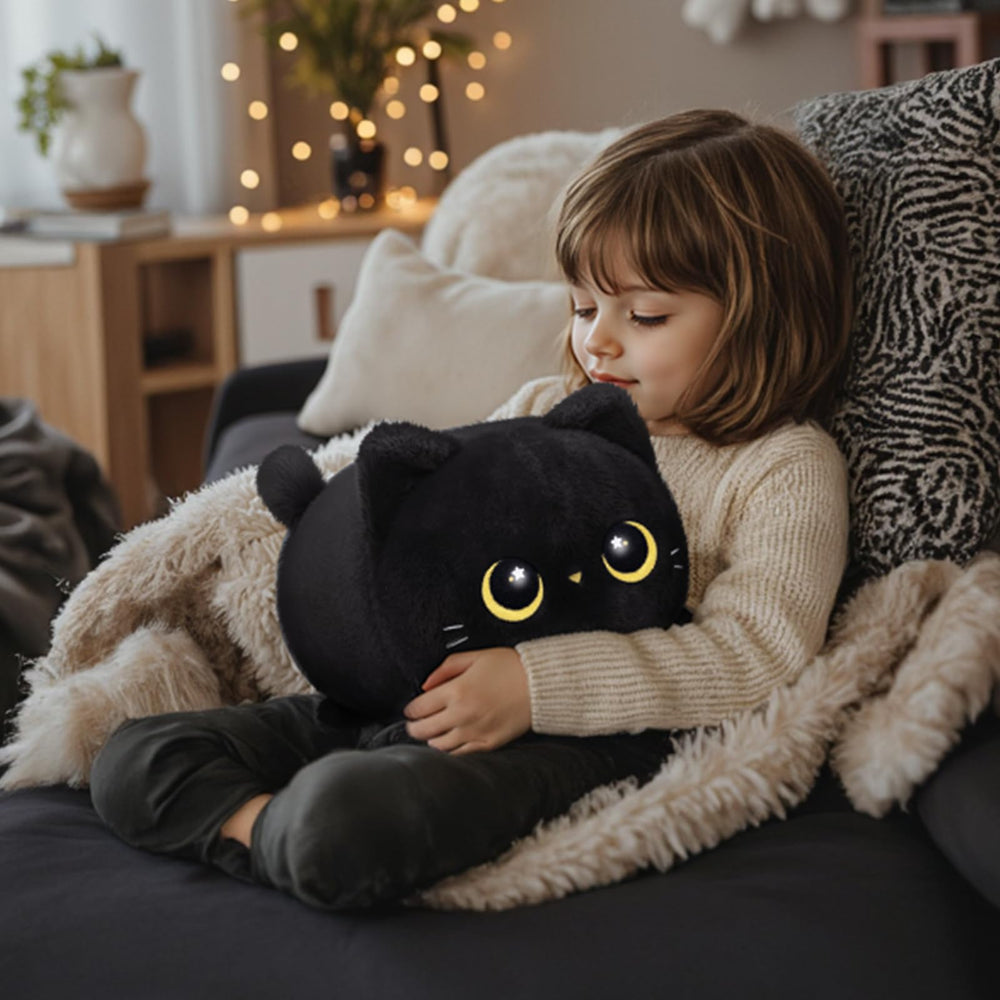 Mewaii black cat plush bedtime companion for kids.