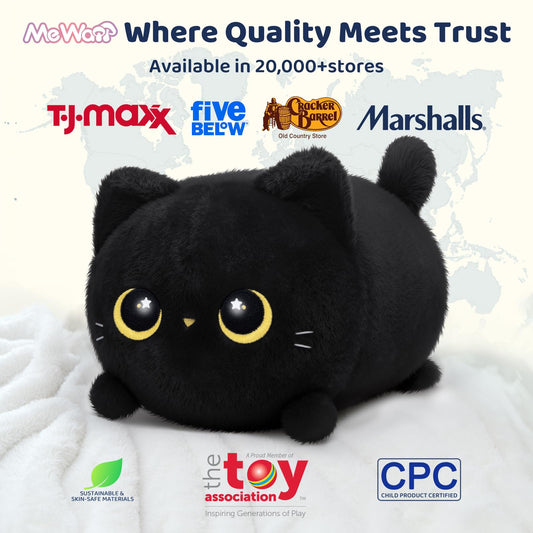 Mewaii black cat plush expressive face adds playful charm.