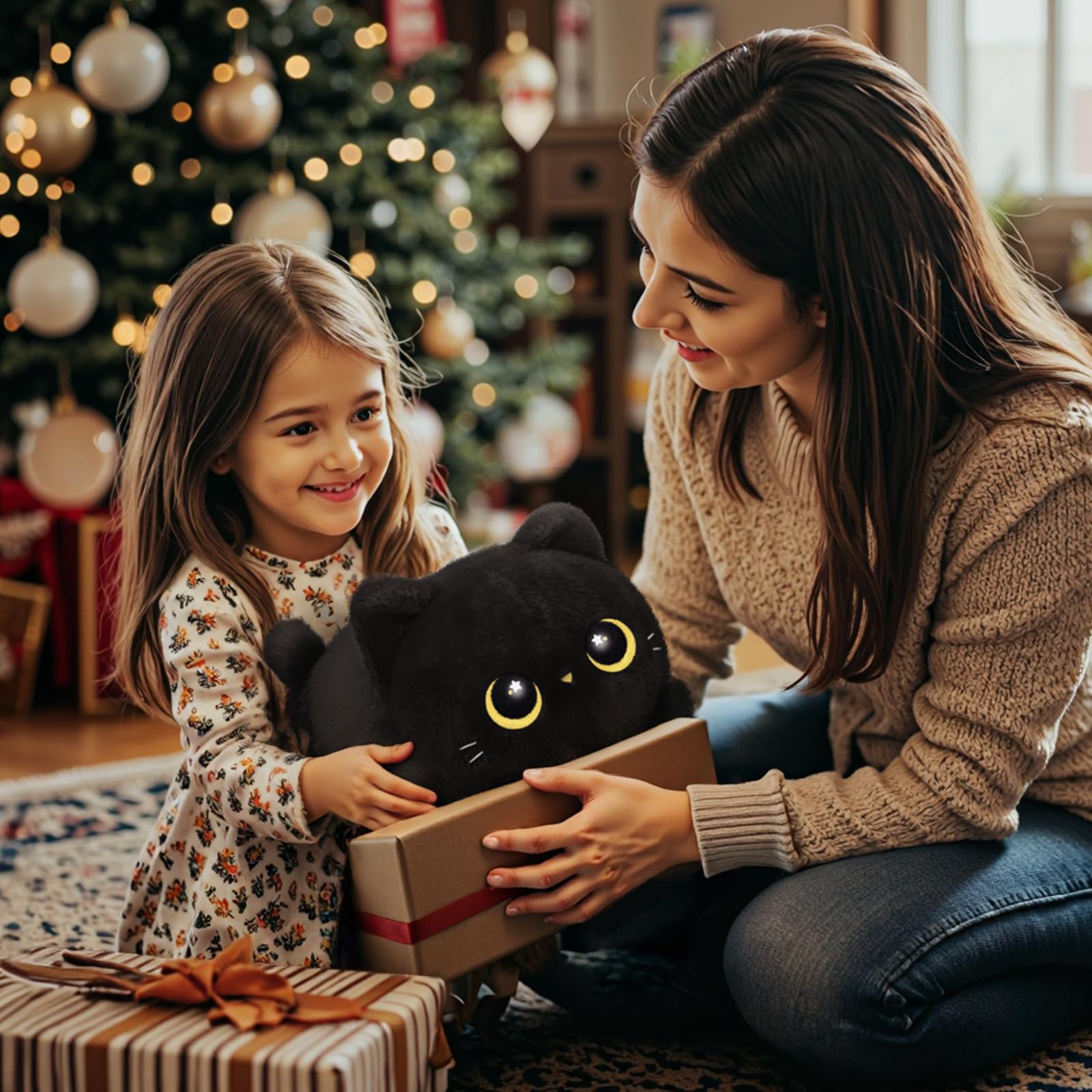 Mewaii black cat plush travel-friendly friend on the go.