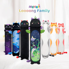 Mewaii children hugging cat plush for comforting companionship.