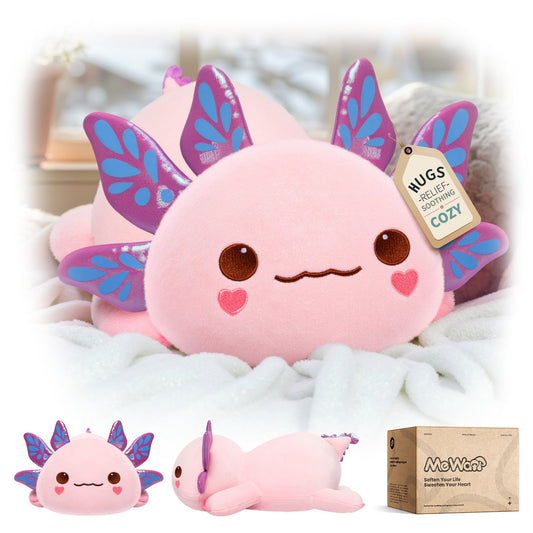Mewaii cute axolotl plush pillow close-up for 13-inch cuddle comfort