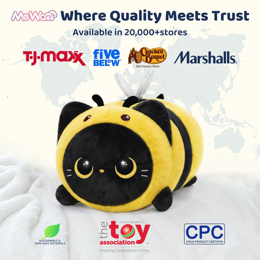 Mewaii kawaii cat bee plush toy with bee costume for kids cuddle play