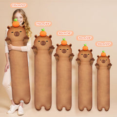 Mewaii long capybara plush 110cm, ideal lumbar support while relaxing on the sofa.