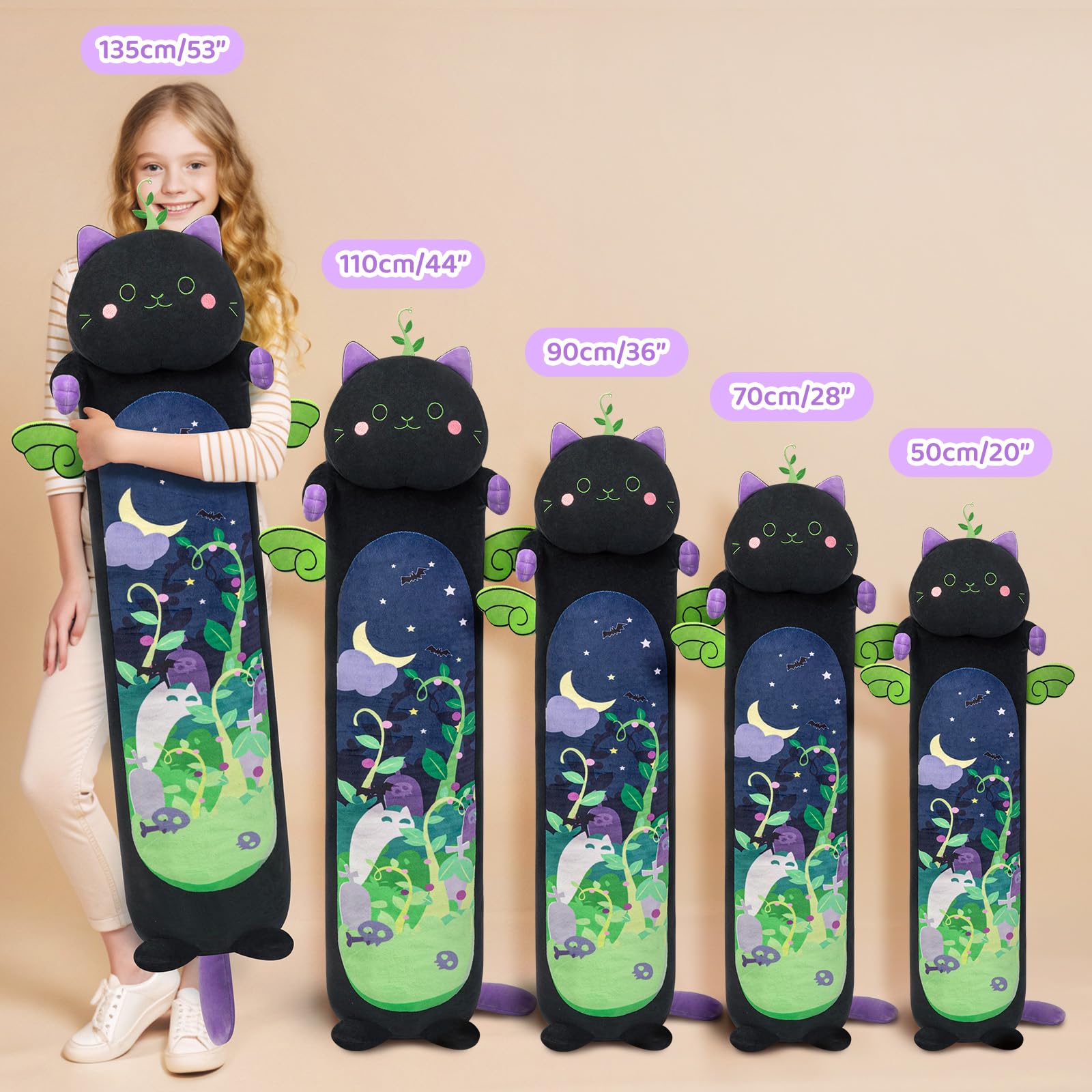 Mewaii Long Cat Plush 135cm provides expansive padding for deep sleep and lounging.