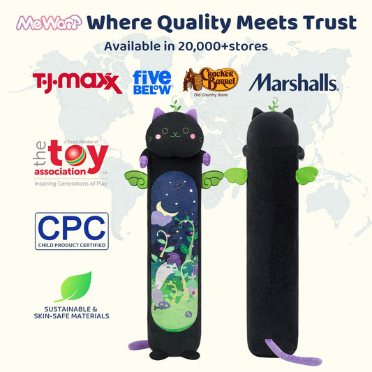 Mewaii Long Cat Plush 70cm for full-body cuddle and supportive neck comfort.