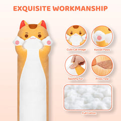 Mewaii long cat plush 90cm brown, great for hugging during movie nights