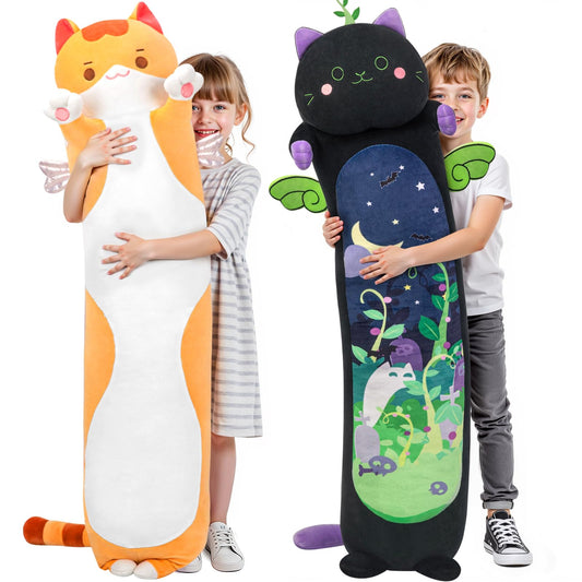 Mewaii Long Cat Plush front view showing ultra-soft fabric for cozy hugs