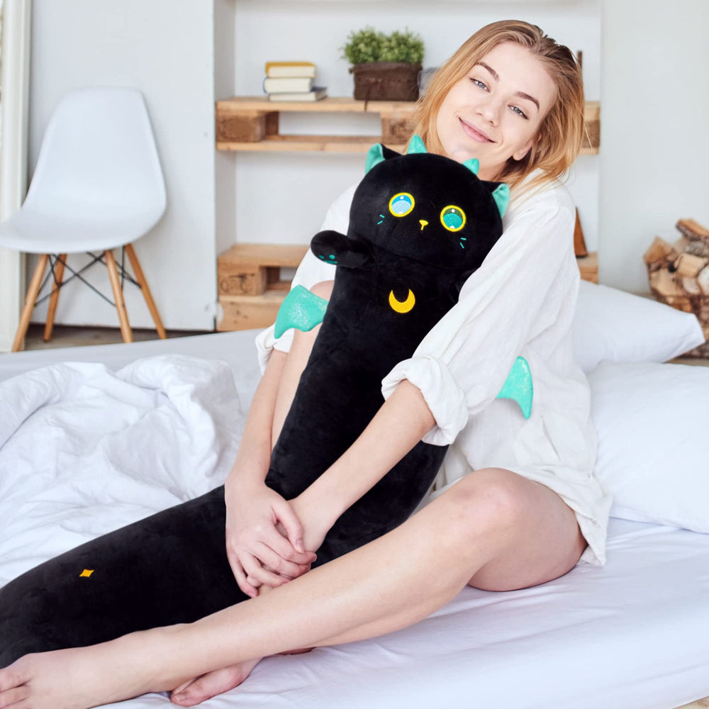 Mewaii Long Cat Plush provides lumbar-support while lounging on the couch.
