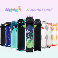 Mewaii Long Cat Plush in a cozy scene for night-time snuggling.