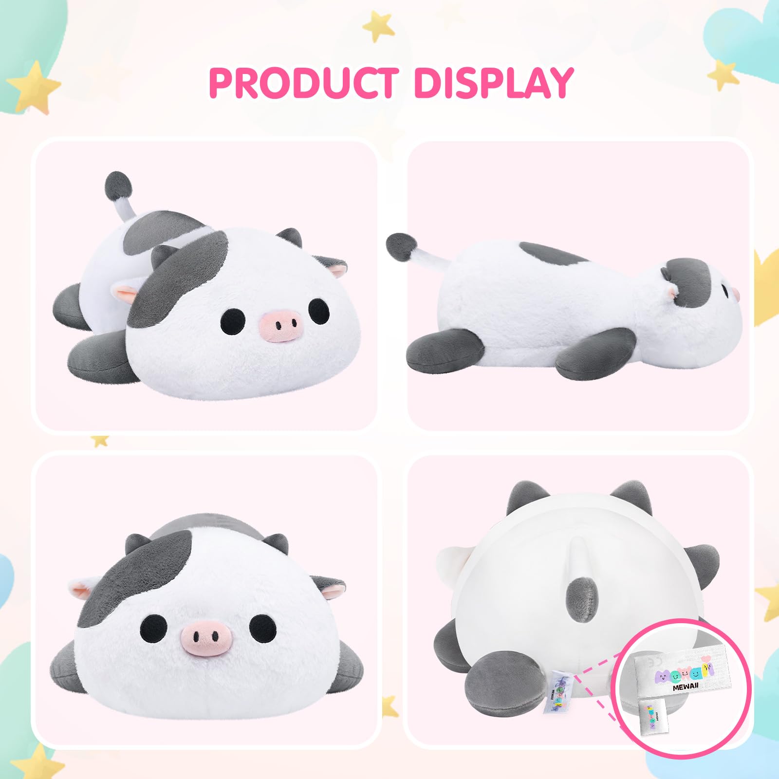 Mewaii Weighted Cow Plush bedroom use as a comforting bedside companion