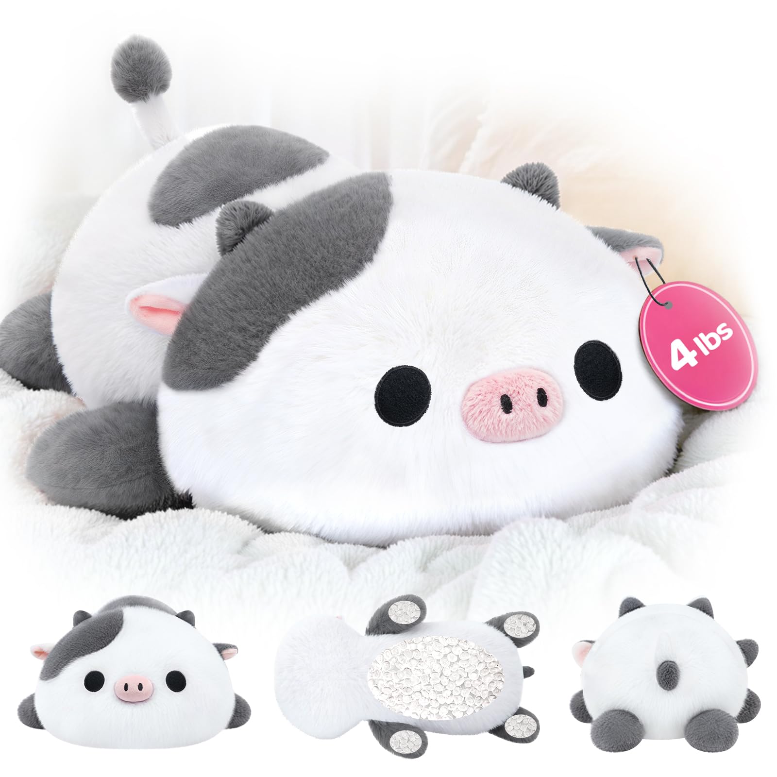 Mewaii Weighted Cow Plush front view for cozy hugs and comfort