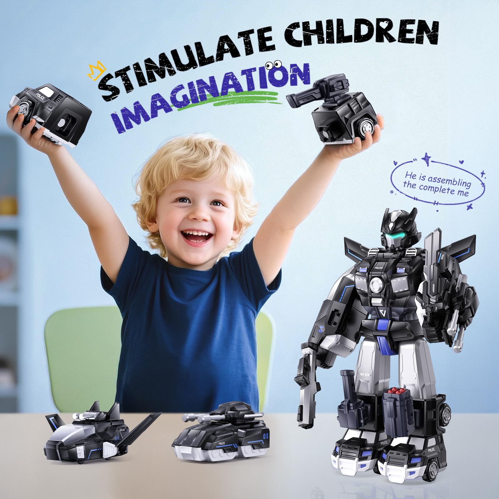 MEWOCHEE transforming robot-trucks set inspires creative building and role play.