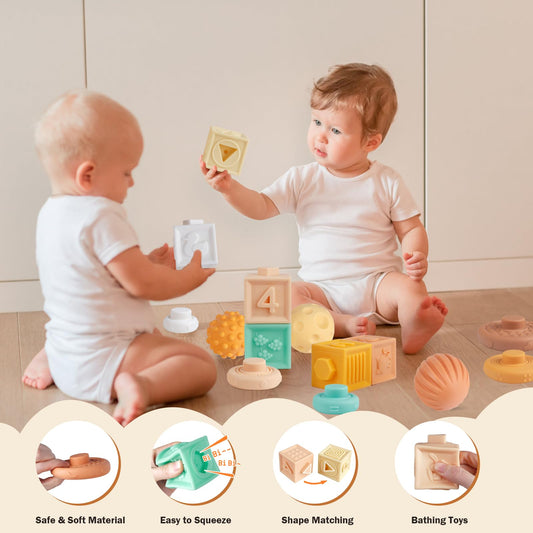 Meytccve silicone teething toys provide gentle gum relief and safe play.