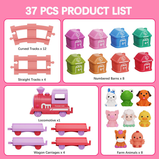 Meytccve train set toy roof open feature for loading mini figures, boosting imaginative play.