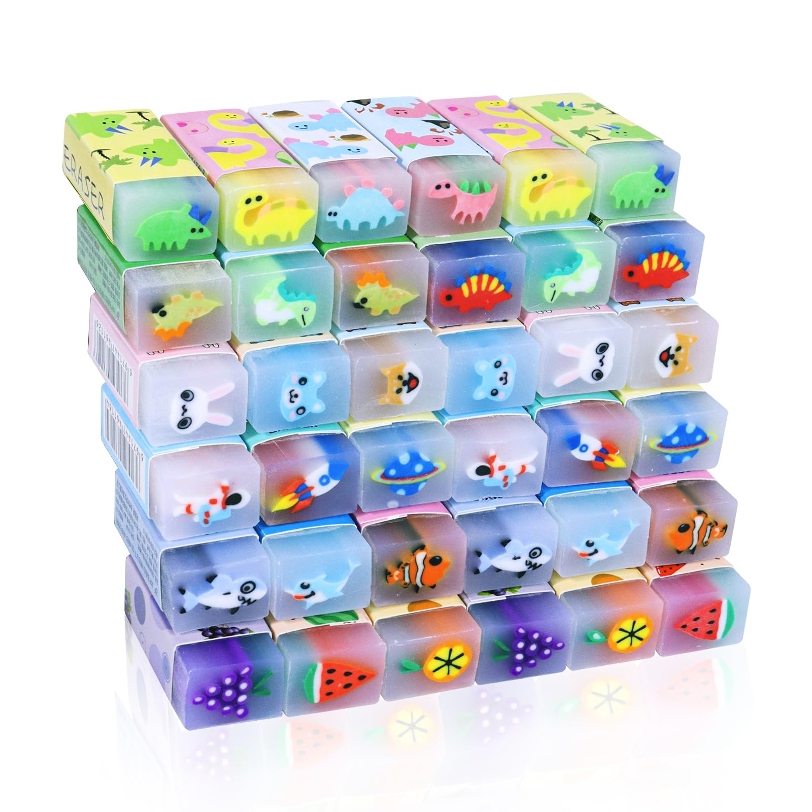 MEZHOBBY 35PCS cute animal erasers pack—ideal for classroom activities and daily erasing fun.