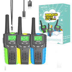 Mfcir kids walkie talkies front view showing three-pack for reliable family communication.