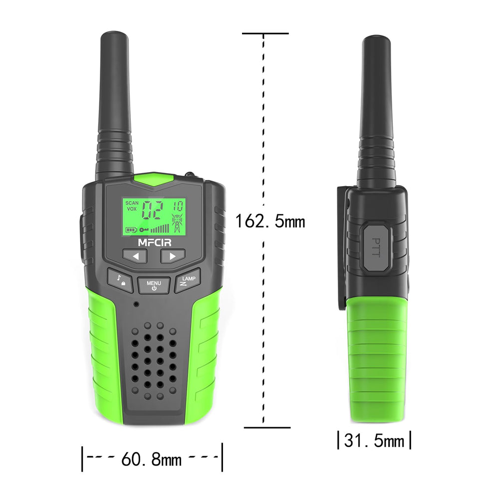 Mfcir Kids Walkie Talkies 2-Pack compact design fits small hands