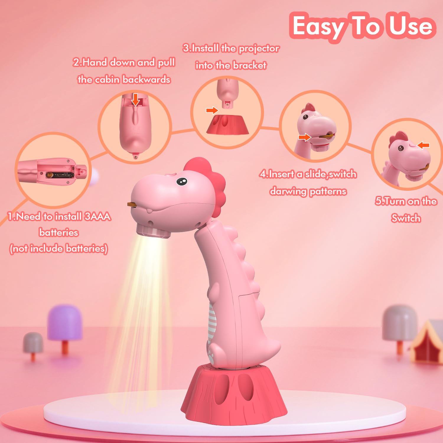 MFEESYOB projector with 360-degree rotation for versatile drawing angles.