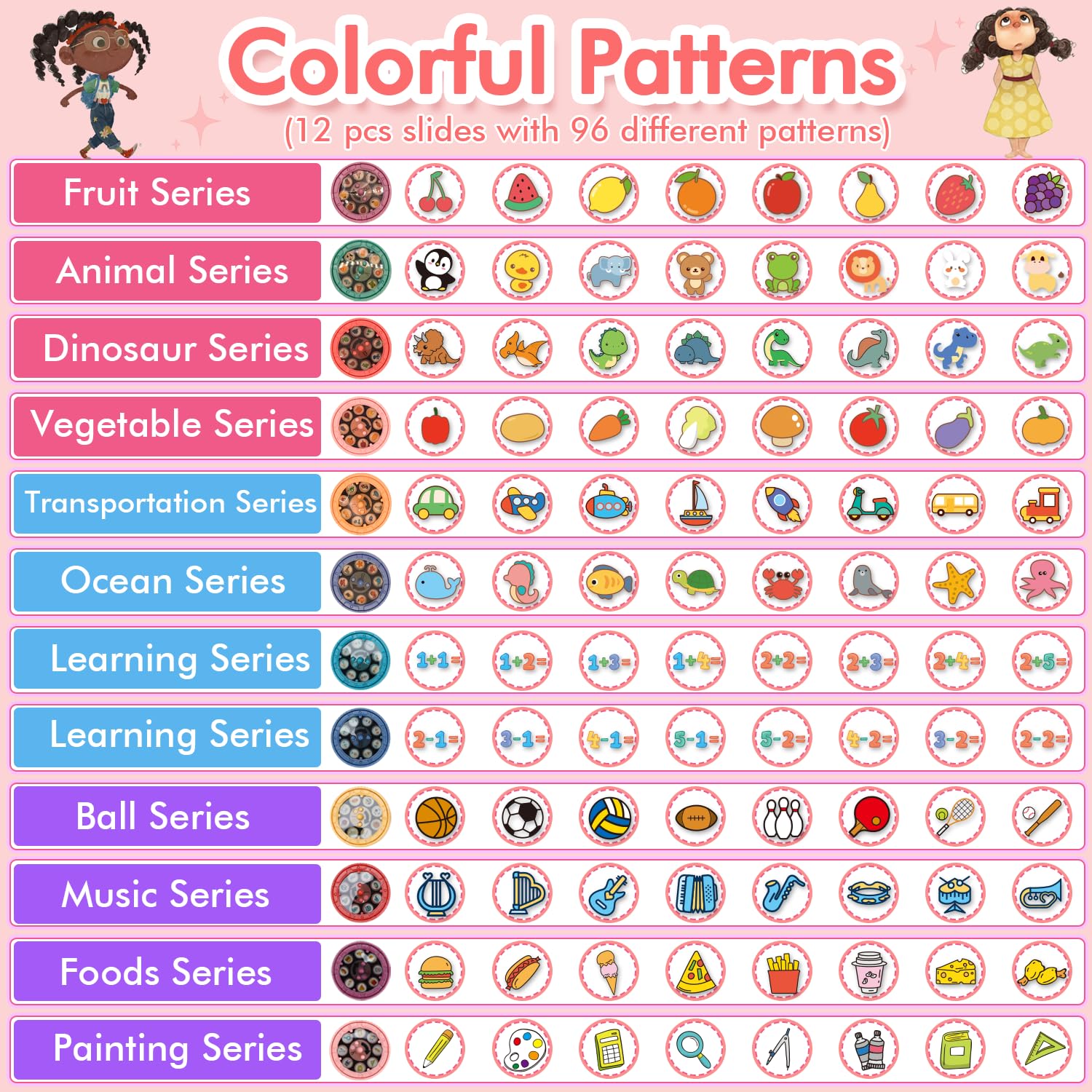 MFEESYOB 12-pattern slides guide kids through tracing and coloring.
