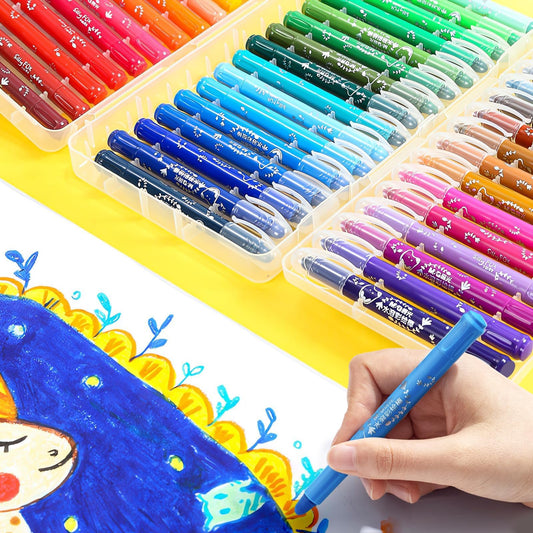 M&G washable tempera paint sticks color swatches showing vibrant 48 colors.