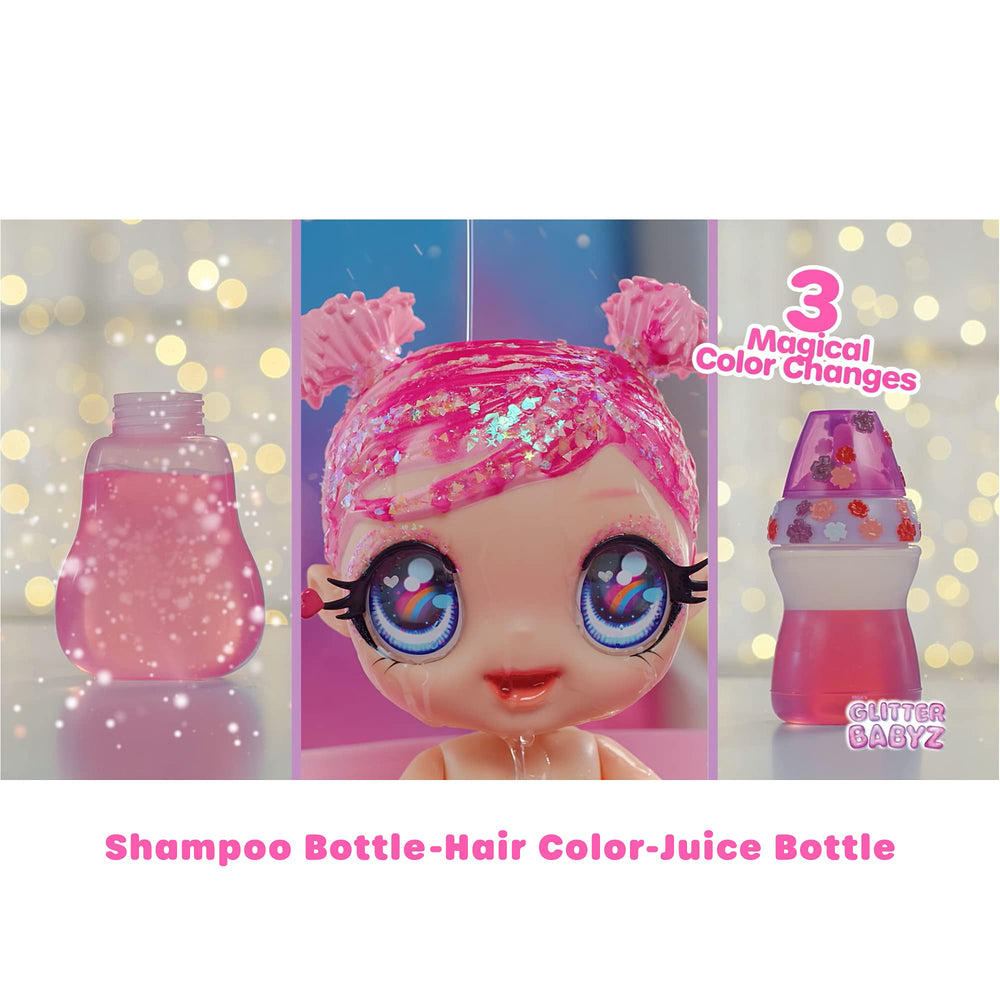 MGA Glitter Babyz Lila Wildboom hair—lavender locks for magical styling and play