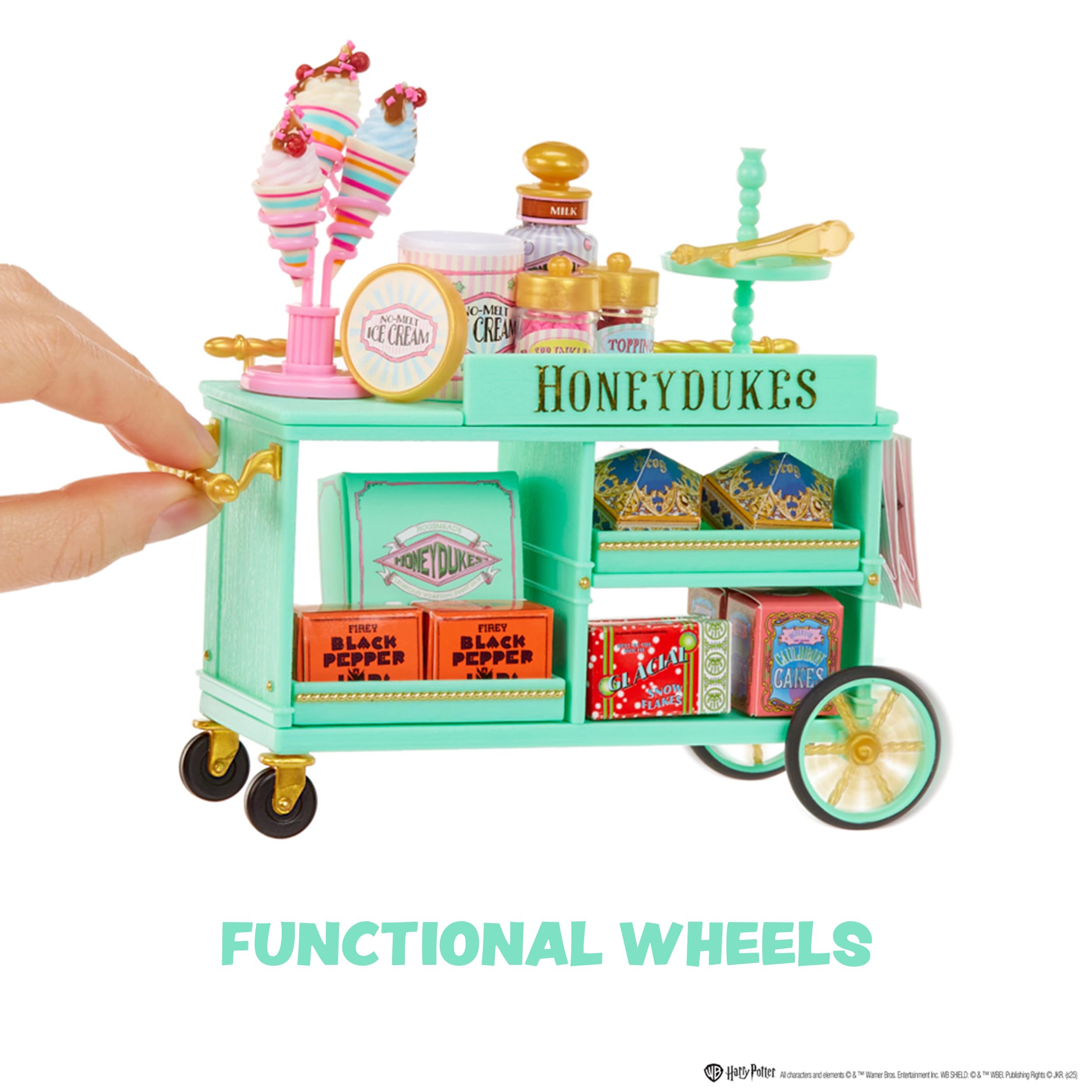 MGA's Miniverse candy accessories and trays for vibrant trolley display.