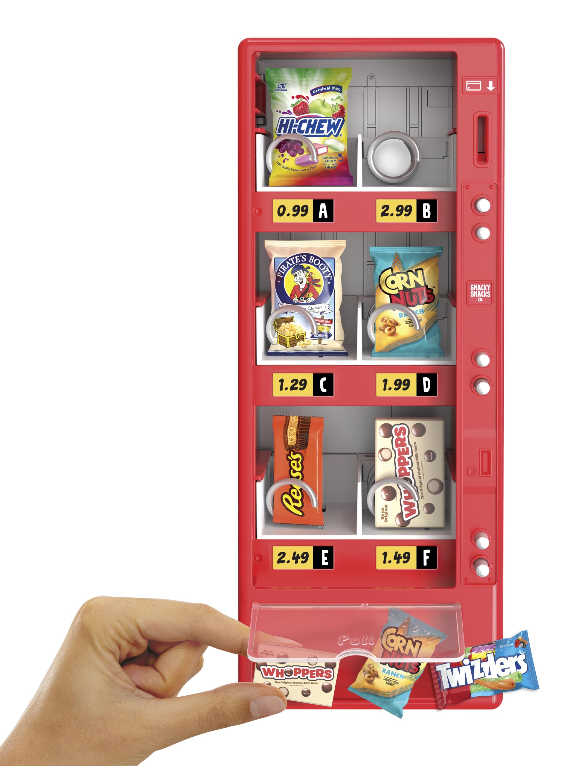 Left-side display shelves of MGA's Miniverse vending showing minis neatly organized for display