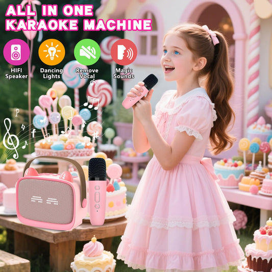 Mgaolo dual mics with echo effects enable lively duets and kids' performances.