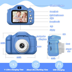 Mgaolo blue camera with 32GB SD card included for instant shooting