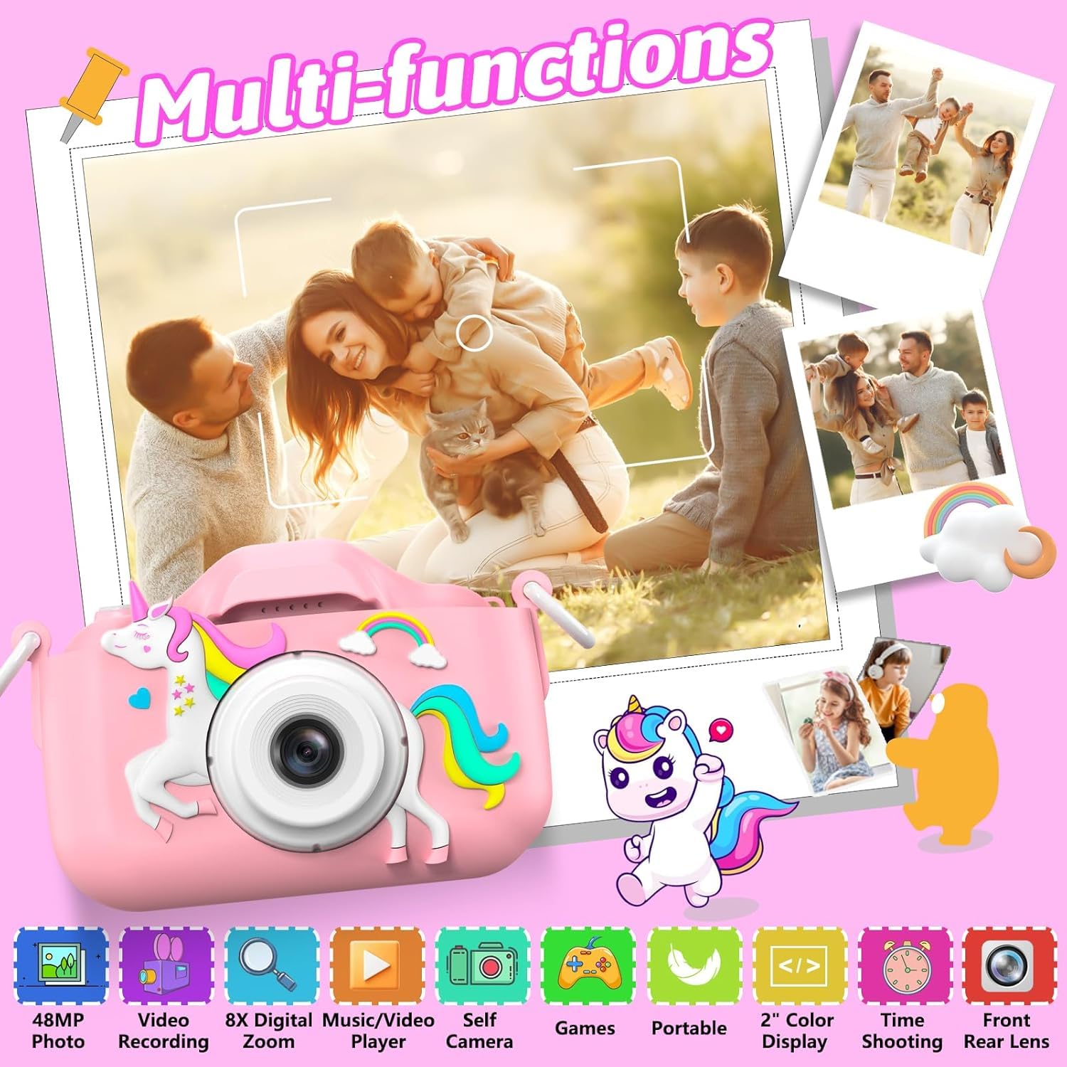 MgaoLo kids camera two-inch LCD screen for easy kid-friendly viewing