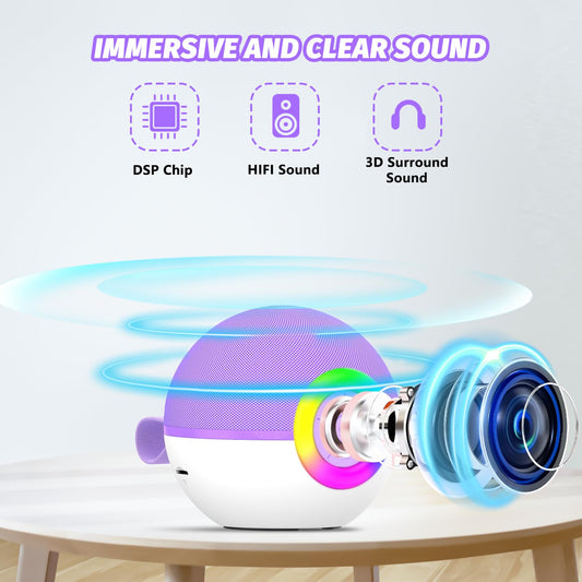 MgaoLo mini karaoke machine with two wireless microphones for kid-friendly family sing-alongs.