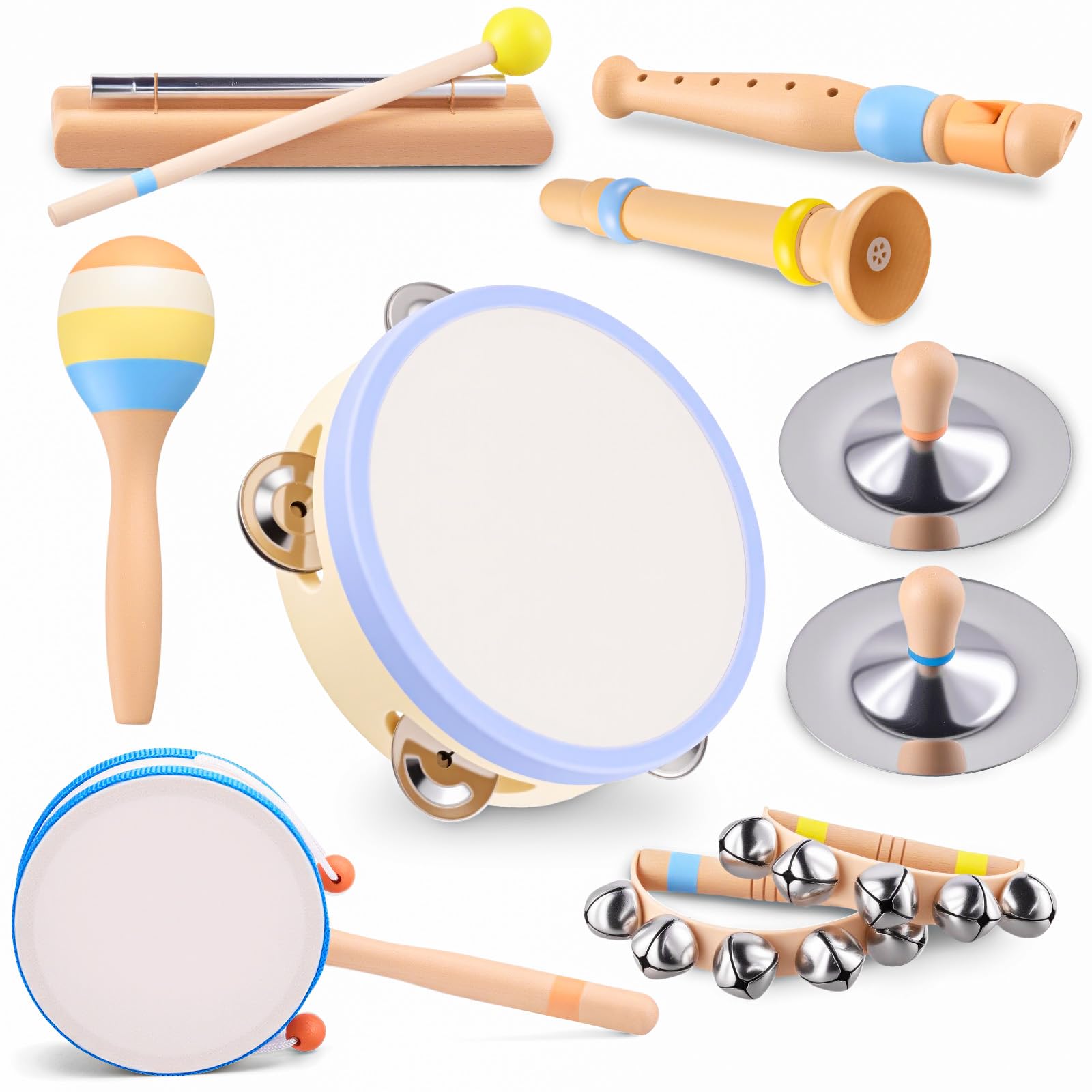 MGparty Montessori wooden drum for toddlers promotes rhythm and sensory exploration during play.