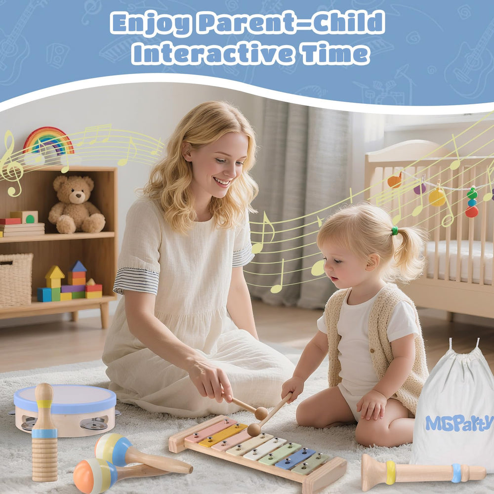 MGparty wood sounder encourages tactile exploration and sound discovery.