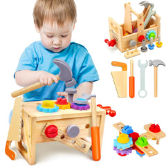 Mgtfbg Kids Tool Set wooden box shows a sturdy toolbox for organized, imaginative play.
