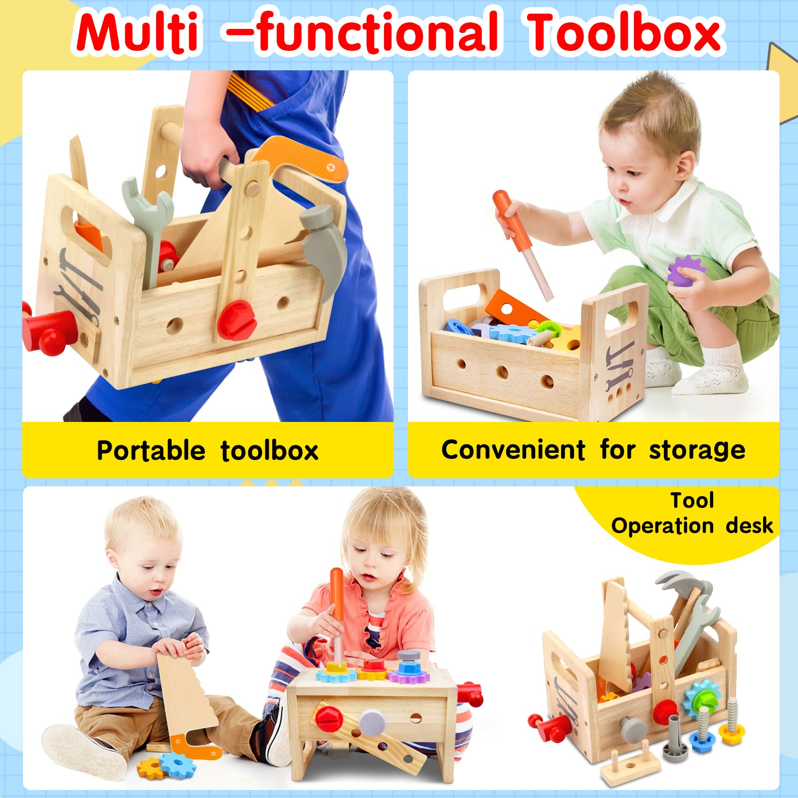 Mgtfbg Kids Tool Set wrench supports hands‑on construction play with solid wood.
