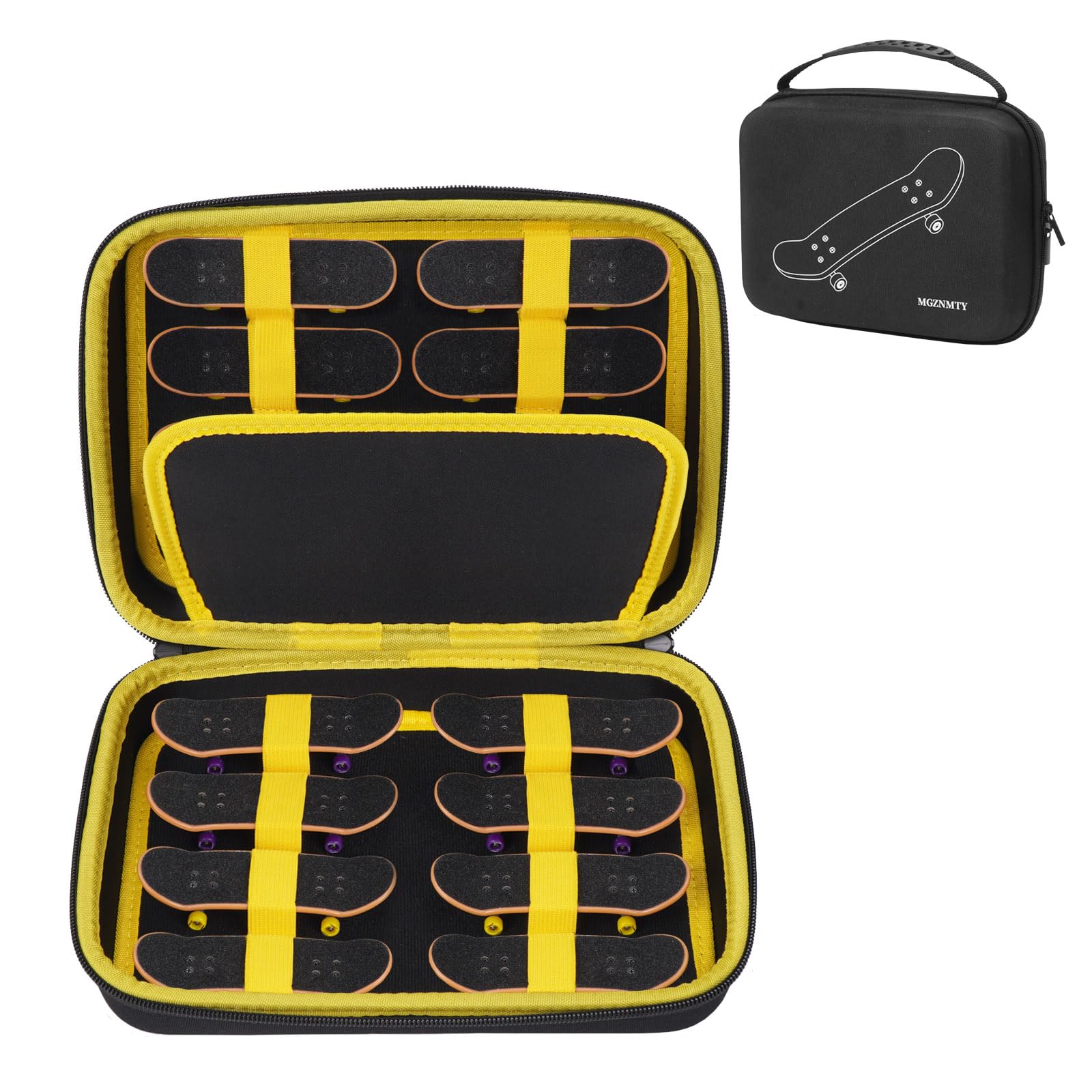 MGZNMTY Teck Deck Case side view showing rugged storage for finger boards on the go
