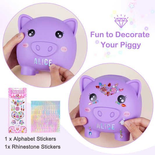 MHJY piggy bank with DIY stickers—kids personalize their savings journey.