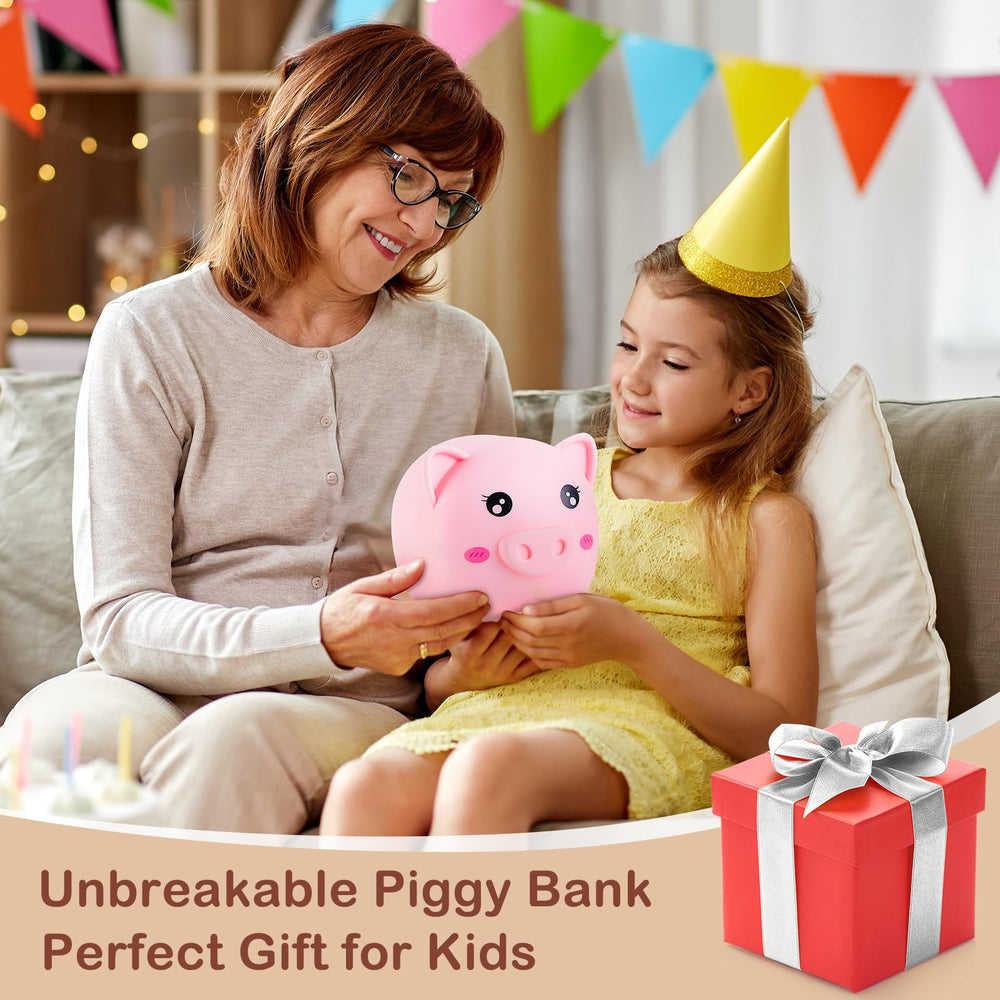 MHJY pink piggy bank used as nursery decor and a savings companion